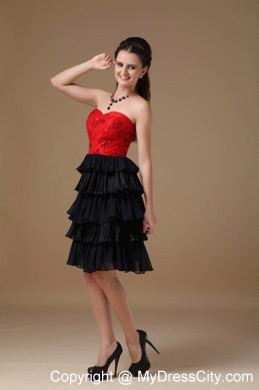 Black and Red A-line Sweetheart Short Prom Dress