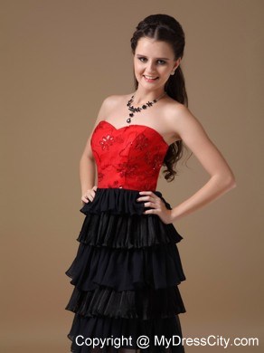 Black and Red A-line Sweetheart Short Prom Dress