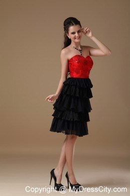 Black and Red A-line Sweetheart Short Prom Dress