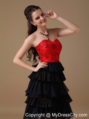 Black and Red A-line Sweetheart Short Prom Dress