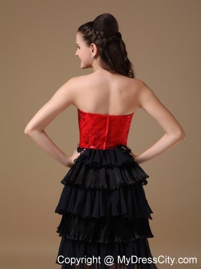 Black and Red A-line Sweetheart Short Prom Dress