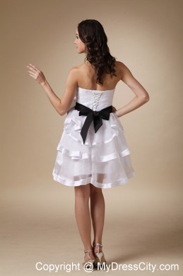 White Tiered Strapless Mini-length Prom Dress