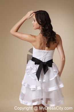 White Tiered Strapless Mini-length Prom Dress