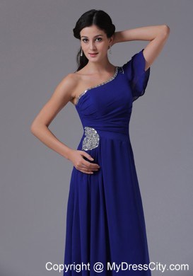 Royal Blue One Shoulder Prom Dress Floor-length