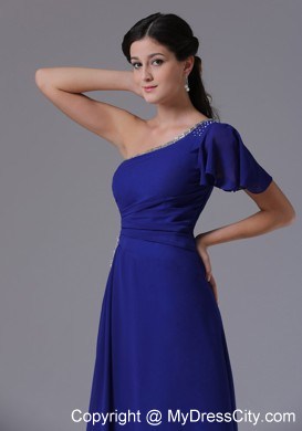 Royal Blue One Shoulder Prom Dress Floor-length