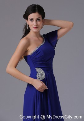 Royal Blue One Shoulder Prom Dress Floor-length