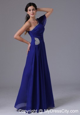 Royal Blue One Shoulder Prom Dress Floor-length