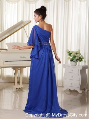 Royal One Shoulder Beaded Waist Dress for Prom