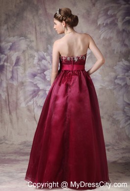 Burgundy A-line Sweetheart Prom Dress with Appliques and Sash