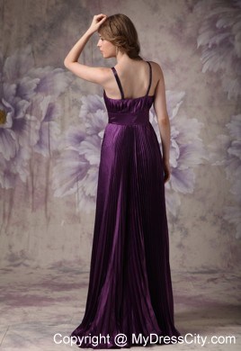 V-neck Straps Dark Purple Column Prom Dress