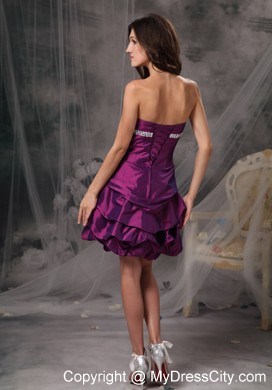 Sheath Eggplant Purple Prom Dress Sweetheart Beading Mini-length