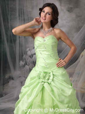 Pick-up Princess Sweetheart Prom Gowns in Apple Green