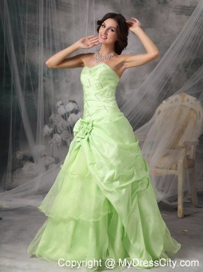 Pick-up Princess Sweetheart Prom Gowns in Apple Green