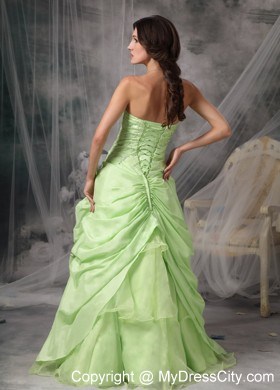 Pick-up Princess Sweetheart Prom Gowns in Apple Green