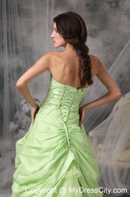 Pick-up Princess Sweetheart Prom Gowns in Apple Green