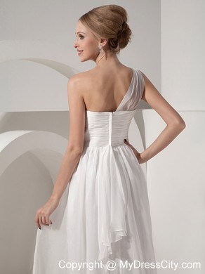 White Empire One Shoulder Prom Dress Floor-length