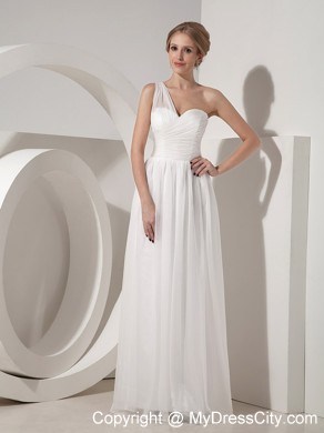 White Empire One Shoulder Prom Dress Floor-length