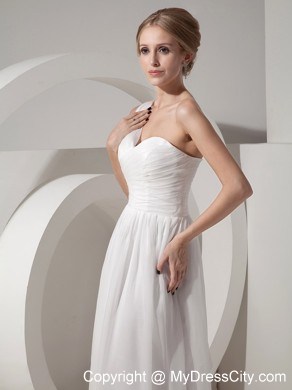 White Empire One Shoulder Prom Dress Floor-length