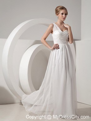 White Empire One Shoulder Prom Dress Floor-length