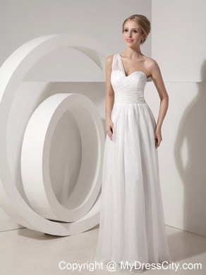 White Empire One Shoulder Prom Dress Floor-length