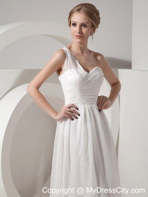 White Empire One Shoulder Prom Dress Floor-length