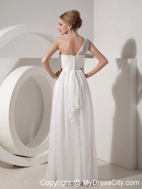 White Empire One Shoulder Prom Dress Floor-length