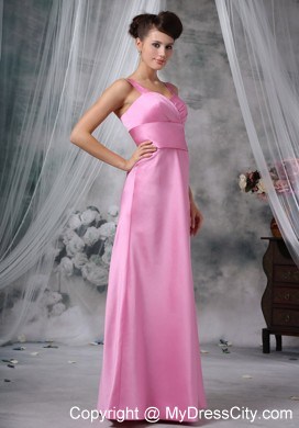 Straps Sweetheart Satin Rose Pink Dress For Prom