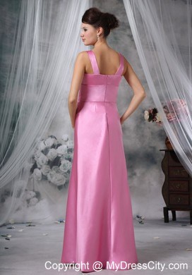 Straps Sweetheart Satin Rose Pink Dress For Prom