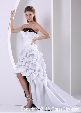 Beaded and Pick-ups High-low Prom Dress With Taffeta Brush Train