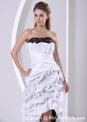 Beaded and Pick-ups High-low Prom Dress With Taffeta Brush Train