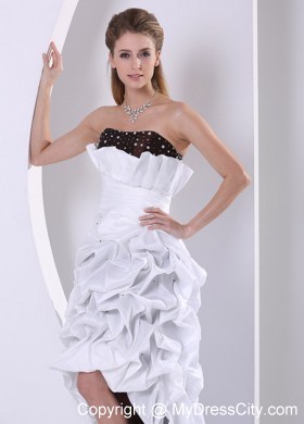 Beaded and Pick-ups High-low Prom Dress With Taffeta Brush Train