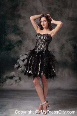 Cute Mini-length Black Ball Gown Prom Dress in Special Fabric