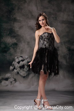 Cute Mini-length Black Ball Gown Prom Dress in Special Fabric