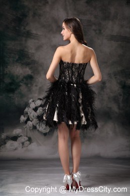 Cute Mini-length Black Ball Gown Prom Dress in Special Fabric