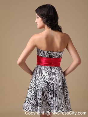 Sweet A-line Sweetheart Mini-length Zebra Beaded Prom Gown