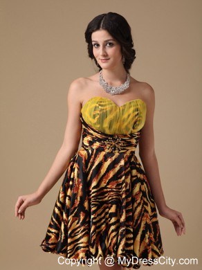 Multi-color A-line Sweetheart Mini-length Leopard Prom Dress