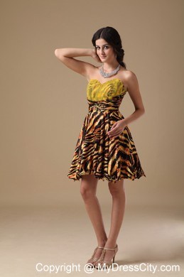 Multi-color A-line Sweetheart Mini-length Leopard Prom Dress