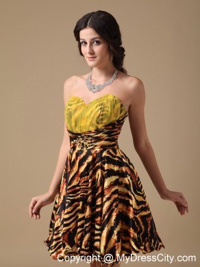 Multi-color A-line Sweetheart Mini-length Leopard Prom Dress