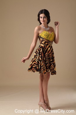 Multi-color A-line Sweetheart Mini-length Leopard Prom Dress