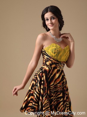 Multi-color A-line Sweetheart Mini-length Leopard Prom Dress