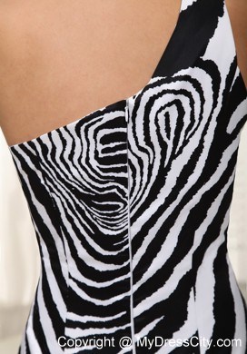 Funny White and Black One Shoulder Mini-length Zebra Prom Dress