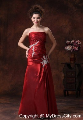 Beading Appliques Strapless Taffeta Back Out Prom Dress