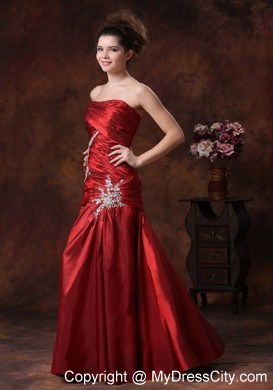 Beading Appliques Strapless Taffeta Back Out Prom Dress