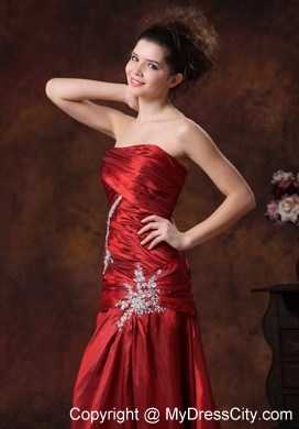 Beading Appliques Strapless Taffeta Back Out Prom Dress