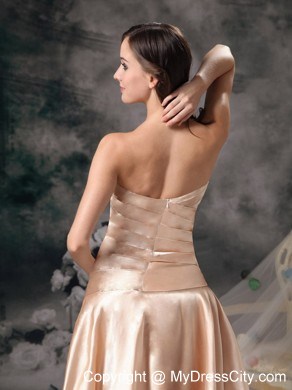 Sweetheart High-low Ruche Satin Short Champagne Prom Dress