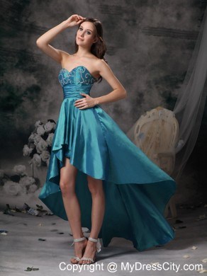 Sweetheart High-low Taffeta Appliques Prom Homecoming Dress