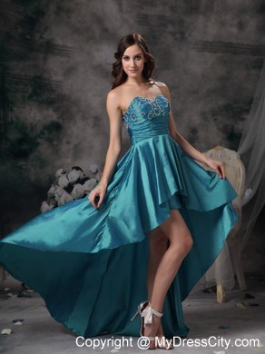 Sweetheart High-low Taffeta Appliques Prom Homecoming Dress