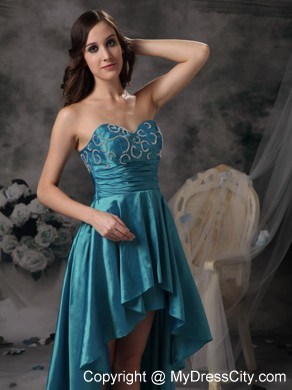 Sweetheart High-low Taffeta Appliques Prom Homecoming Dress