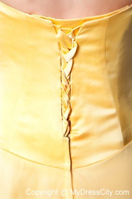 Gold Sweetheart Ruching Cool Back Prom Dress Made by Tulle