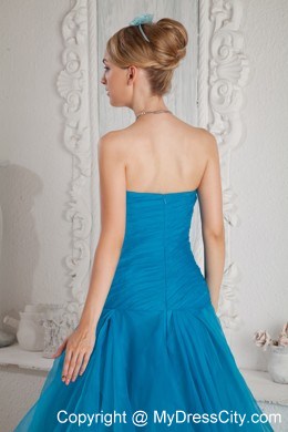 Teal Sweetheart Mermaid Prom Dress with Brush Train and Appliques